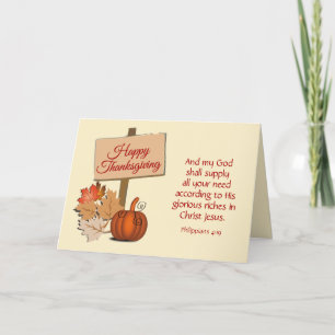 HAPPY THANKSGIVING My God Shall Supply Phil 4:19 Holiday Card