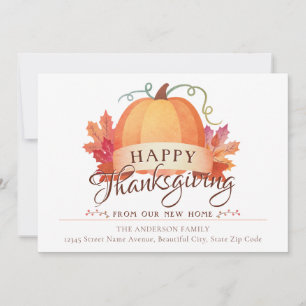 Happy Thanksgiving New Address Home Pumpkin Moving Announcement