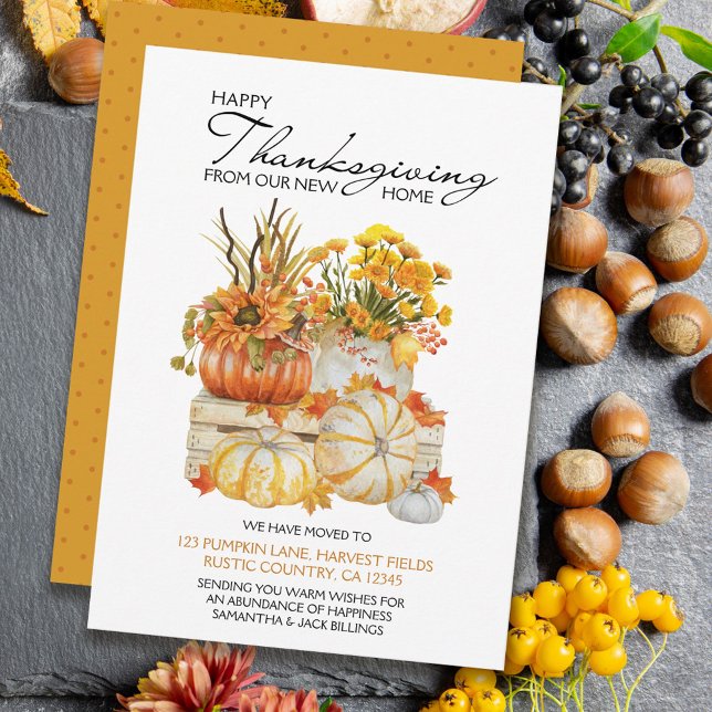 Happy Thanksgiving New Home Pumpkin Harvest Moving Announcement (Creator Uploaded)