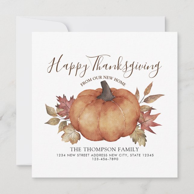 Happy Thanksgiving New Home Pumpkin Moving Announcement (Front)