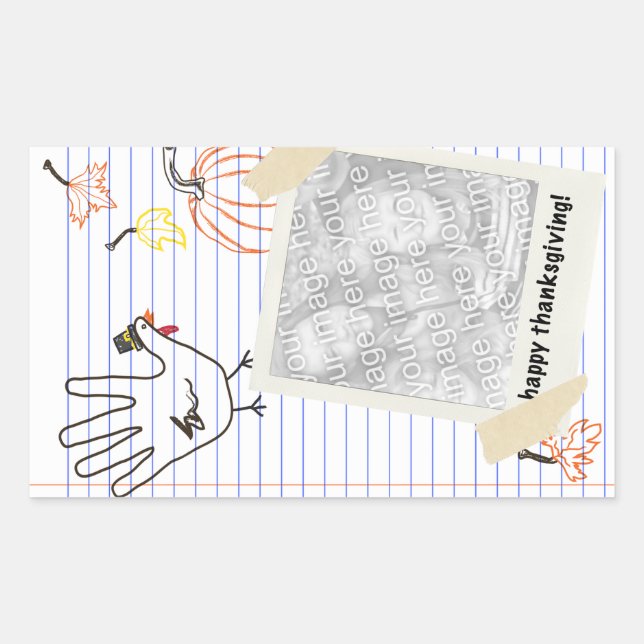 happy thanksgiving! notebook sketches rectangular sticker (Front)