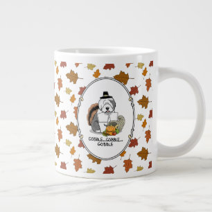 Happy Thanksgiving Old English Sheepdog Grey 1 Fun Large Coffee Mug