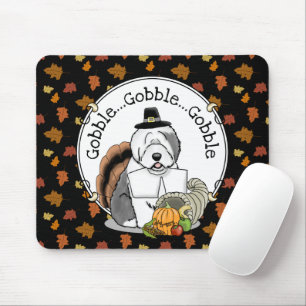 Happy Thanksgiving Old English Sheepdog Grey 1 Fun Mouse Mat