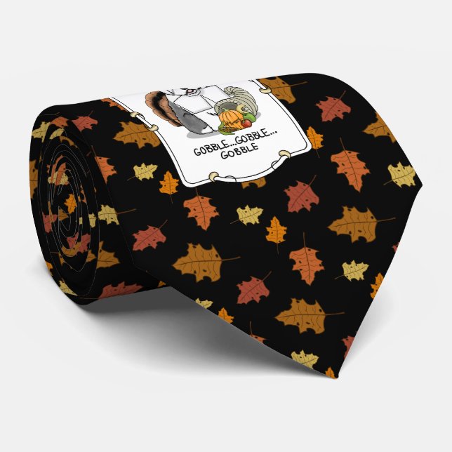 Happy Thanksgiving Old English Sheepdog Grey 1 Fun Tie (Rolled)