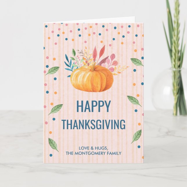 Happy Thanksgiving  Orange Pumpkin Card (Front)