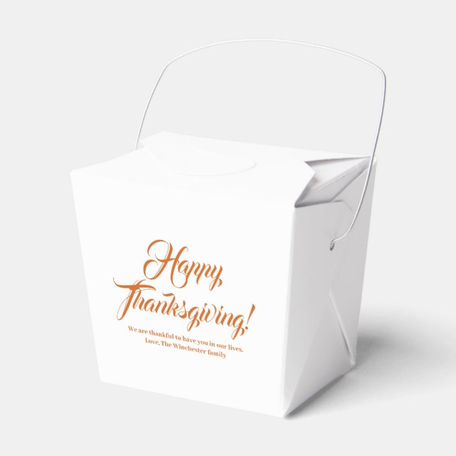 Happy Thanksgiving orange spice custom script text Favour Box (Front Side)