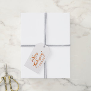 Happy Thanksgiving orange spice custom script text Gift Tags