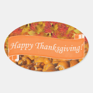Happy Thanksgiving Oval Sticker