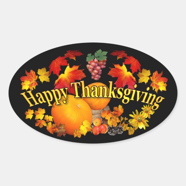 Happy Thanksgiving ~ Oval Sticker (Front)