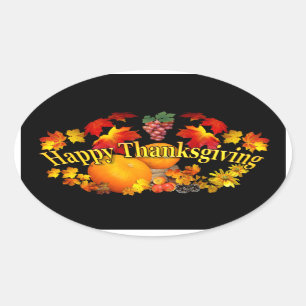 Happy Thanksgiving ~ Oval Sticker