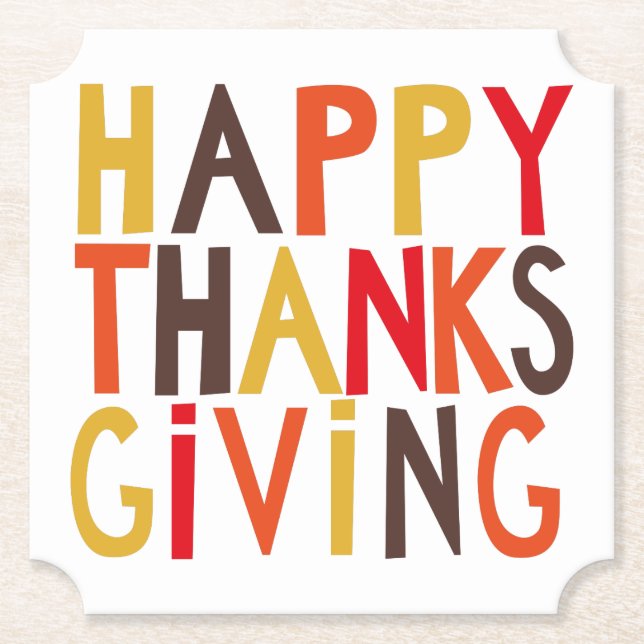 Happy Thanksgiving! Paper Coaster (Front)
