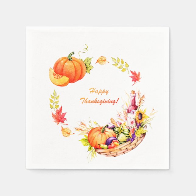 Happy Thanksgiving Paper Napkin (Front)