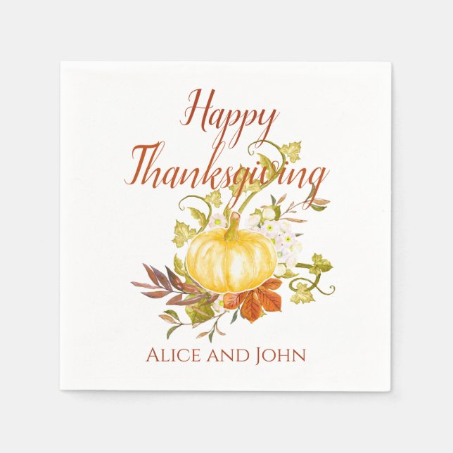Happy Thanksgiving Paper Napkins  Custom (Front)