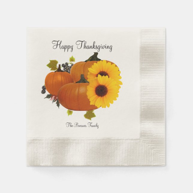 Happy Thanksgiving Paper Party Napkins (Front)