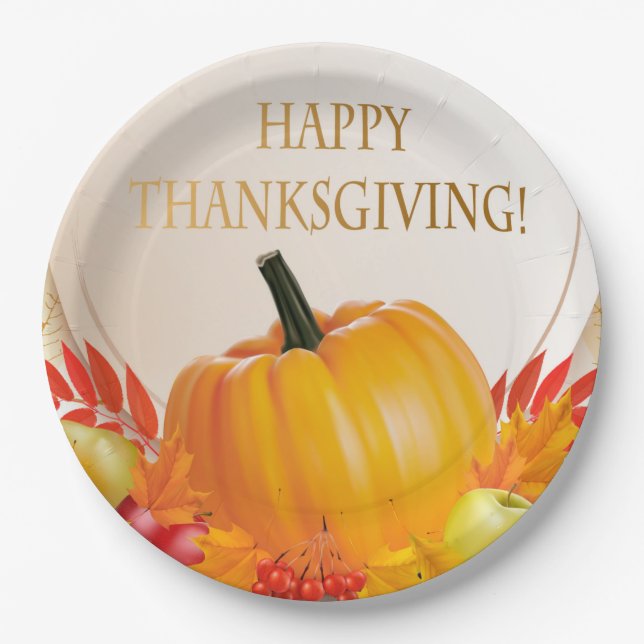 Happy Thanksgiving Paper Plate (Front)