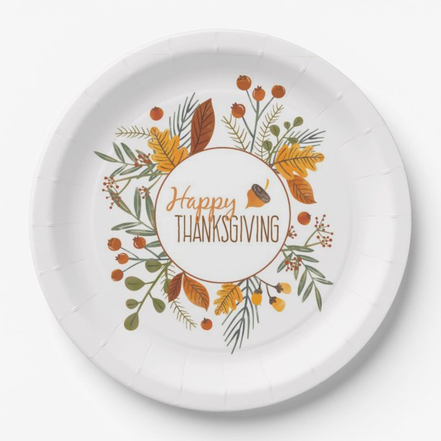 Happy Thanksgiving Paper Plate (Front)