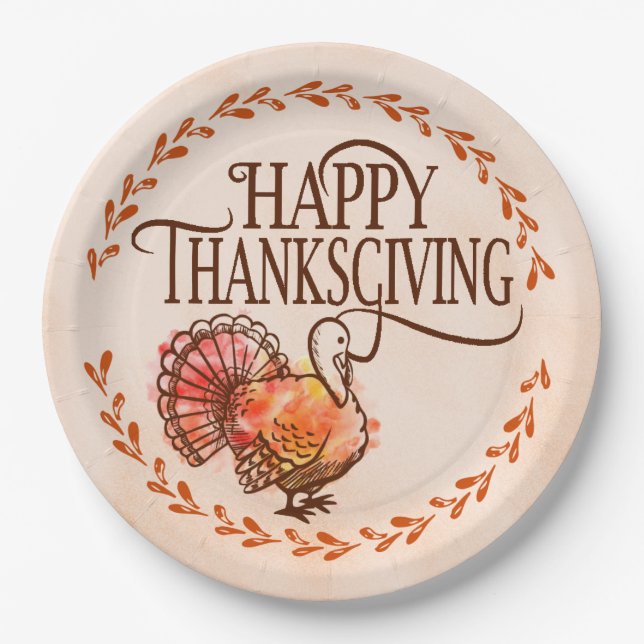 Happy Thanksgiving Paper Plate (Front)