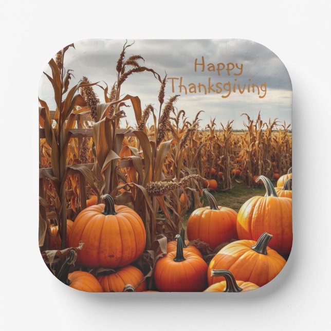 Happy Thanksgiving Paper Plate (Front)