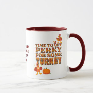 Happy Thanksgiving PERKY FOR TURKEY Plaid Mug
