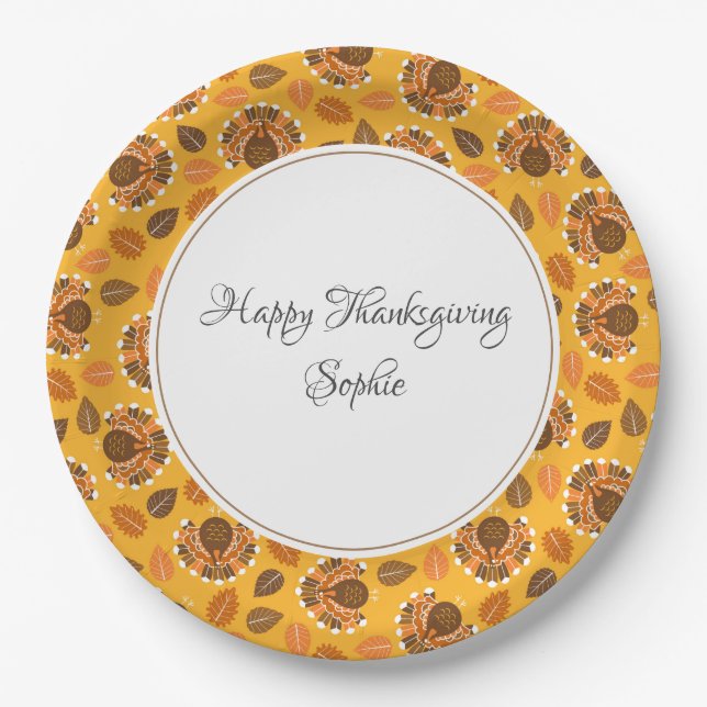 Happy Thanksgiving Personalised    Paper Plate (Front)