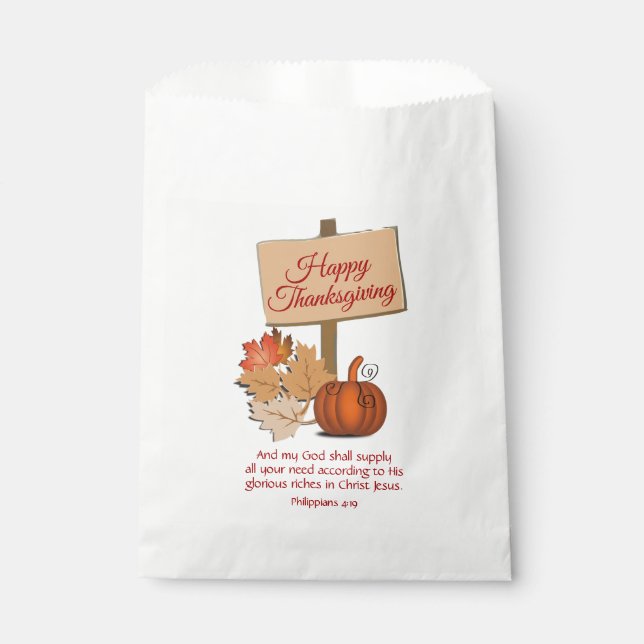 HAPPY THANKSGIVING Philippians 4:19 Scripture Favour Bags (Front)