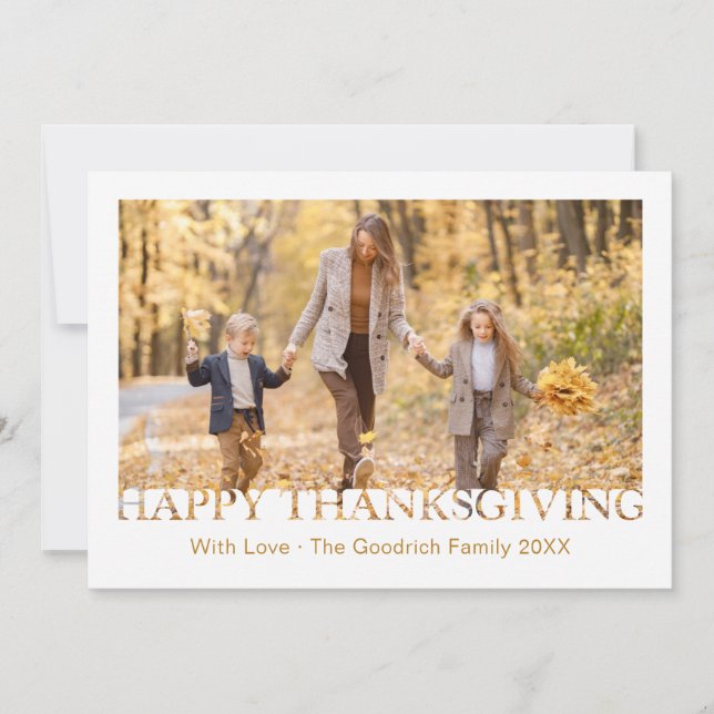 Happy Thanksgiving Photo Holiday Greeting Card (Front)