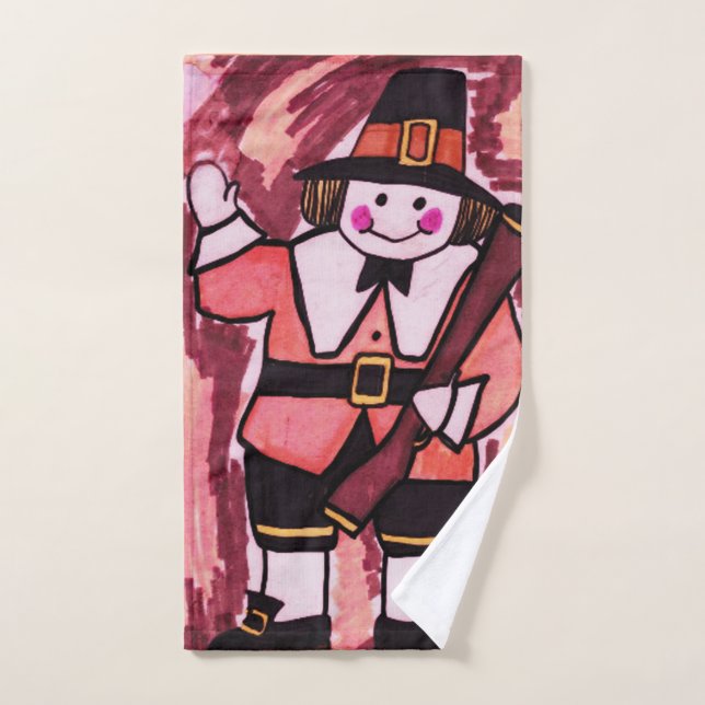 HAPPY THANKSGIVING PILGRIM HAND TOWEL (Hand Towel)