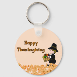 Happy Thanksgiving Pilgrim Key Ring