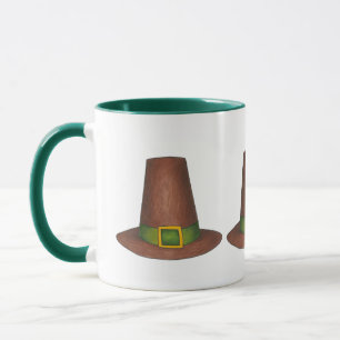 Happy Thanksgiving Pilgrim Puritan Hat Turkey Day Mug