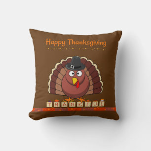 Happy Thanksgiving, Pilgrim Turkey Cushion