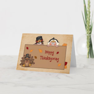 Happy Thanksgiving, Pilgrims, Turkey Greeting Card