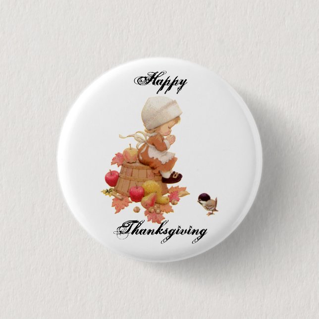 Happy Thanksgiving Pin Round and Square (Front)