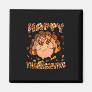 Happy Thanksgiving Plaid Leoprad Turkey Gles Women Magnet