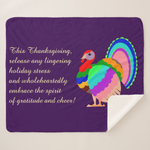 Happy Thanksgiving. Polish design flowers. Sherpa Blanket