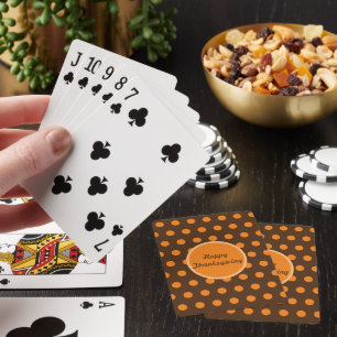 Happy Thanksgiving Polka Dot Playing Cards (Brown)