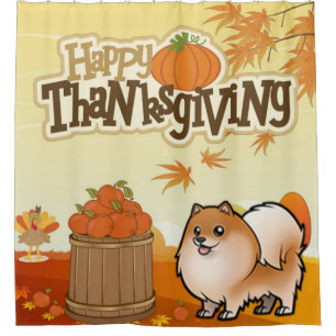 Happy Thanksgiving Pomeranian Shower Curtain