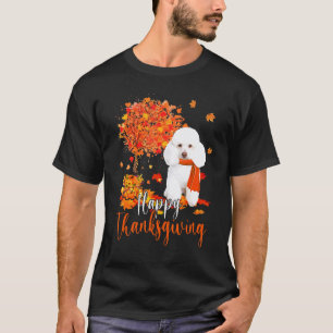 Happy Thanksgiving Poodle And Autumn Tree Poodle T-Shirt