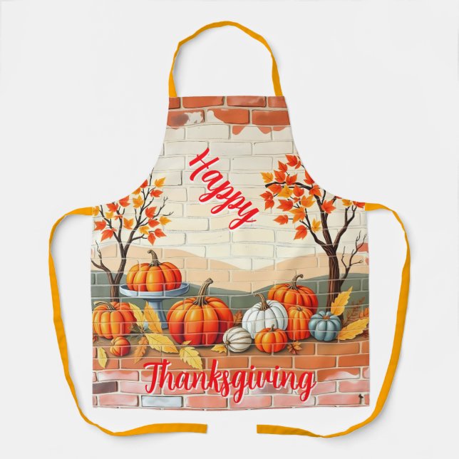 Happy Thanksgiving Popular Beautiful Fall Apron (Front)