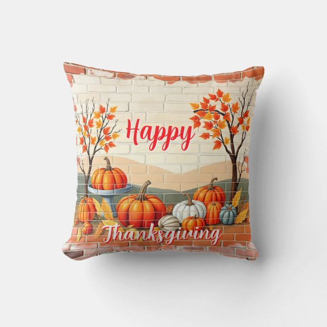 Happy Thanksgiving Popular Beautiful Fall Cushion (Front)