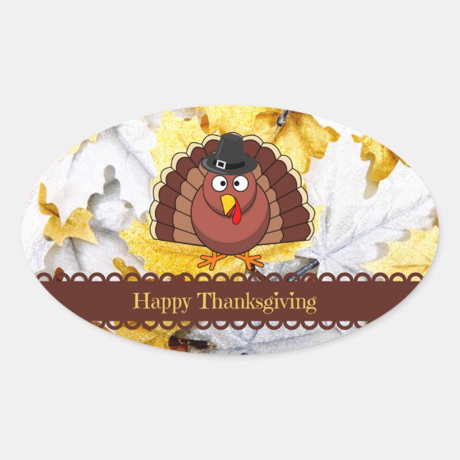 Happy Thanksgiving, popular design, Oval Sticker (Front)