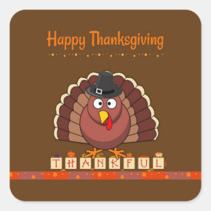 Happy Thanksgiving, popular design, Square Sticker