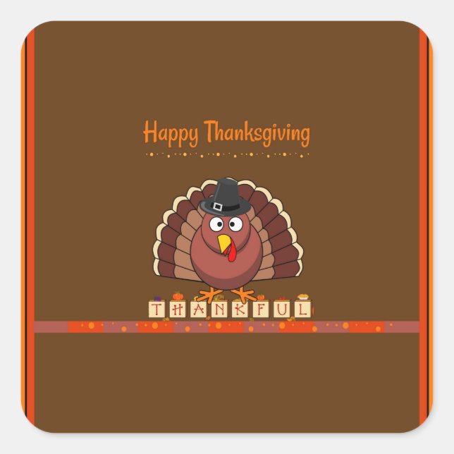 Happy Thanksgiving, popular design, Square Sticker (Front)