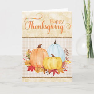 Happy Thanksgiving Pretty Watercolor Pumpkins Card