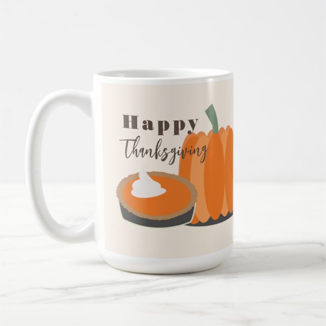 Happy Thanksgiving Pumpkin and Pumpkin Pie  Coffee Mug (Left)