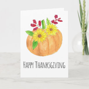 Happy Thanksgiving Pumpkin and Sunflowers Card