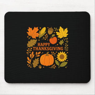 Happy Thanksgiving Pumpkin Autumn Leaves Harvest  Mouse Mat
