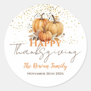 Happy Thanksgiving Pumpkin Classic Round Sticker