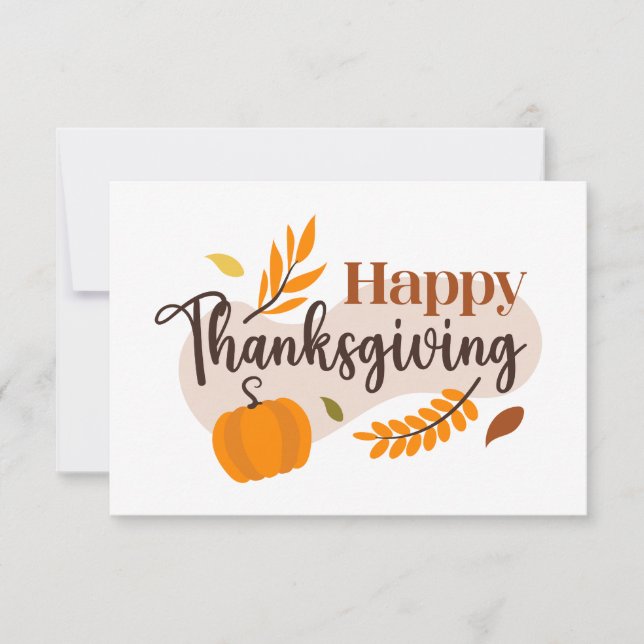 Happy Thanksgiving Pumpkin Fall Leaves  Card (Front)