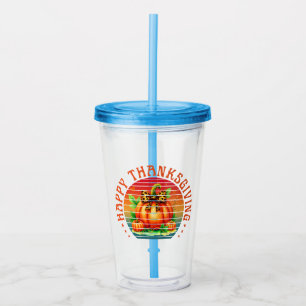 Happy thanksgiving pumpkin fall season autumn acrylic tumbler