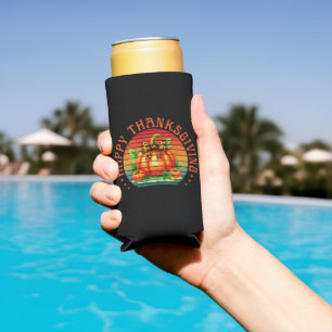 Happy thanksgiving pumpkin fall season autumn seltzer can cooler